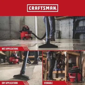 CRAFTSMAN CMXEVBE17584 6 Gallon 3.5 Peak HP Wet Dry Vac, Portable Shop Vacuum Wet and Dry with Filter, Dust Bag, Hose and Attachments for Home, Garage and Automotive Cleaning