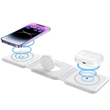 Magnetic Foldable 3 in 1 Wireless Charger - Fast Travel Charging Station