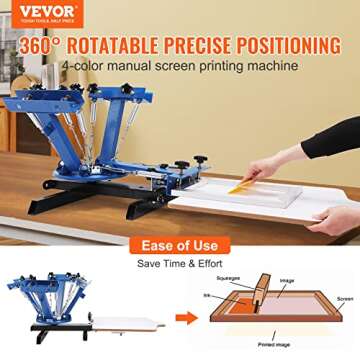 VEVOR Screen Printing Press 4 Color 1 Station Screen Printing Machine Removable Pallet Silk Screen P...