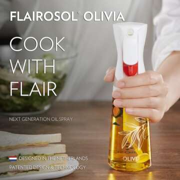 FLAIROSOL OLIVIA Oil Sprayer for Cooking, 200ml Glass Olive Oil Sprayer, Continuous Cooking Spray Bo...