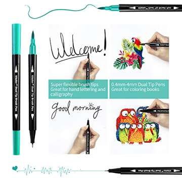 Vitoler Markers,34 Colored Brush Markers Dual Tip Brush Pens for Art Supplies,Artist Markers for Kids Adult Coloring Books No Bleeding(34 Colors Pen)
