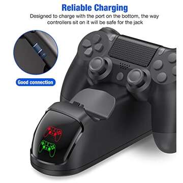 PS4 Controller Charger Dock Station, PS4 Remote Charging Station with Fast-Charging Port, Replacement for PlayStation 4 Controller Charger