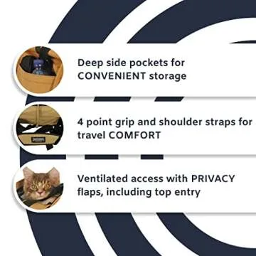 SturdiBag Large Pet Travel Carrier: Flexible Height for Cat and Dog Soft Sided with Safety Clips and Seatbelt Straps | Black, 18" x 12" x 12" (PN: SB2-PRO-BL)