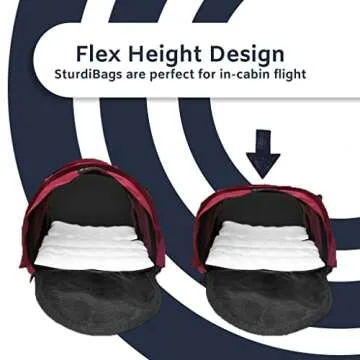 SturdiBag Large Pet Travel Carrier: Flexible Height for Cat and Dog Soft Sided with Safety Clips and Seatbelt Straps | Black, 18" x 12" x 12" (PN: SB2-PRO-BL)