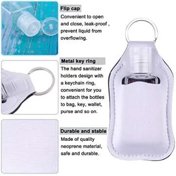 Duufin 60 Pieces Empty Travel Size Hand Sanitizer Bottles with Keychain Set Including 30 Pieces Clear Refillable Bottles and 30 Pieces Hand Sanitizer Holder Keychain for Backpack and Purse