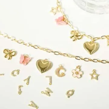 HOLINSE Initial Charm Necklace - Personalized Gold Gift for Women