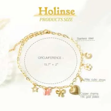 HOLINSE Initial Charm Necklace - Personalized Gold Gift for Women