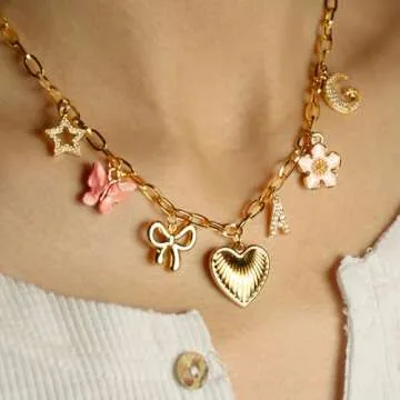 HOLINSE Initial Charm Necklace - Personalized Gold Gift for Women