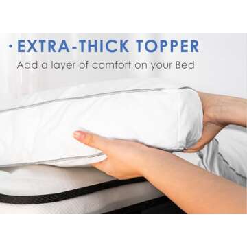 Marine Moon Twin XL Mattress Topper, Cooling Plush Bed Topper Soft Thick Pillow Top Mattress Toppers, 3 Inch Feather Down Alternative Pad Cover for College Dorm, Back Pain Relief, XL Twin 39" x 80"