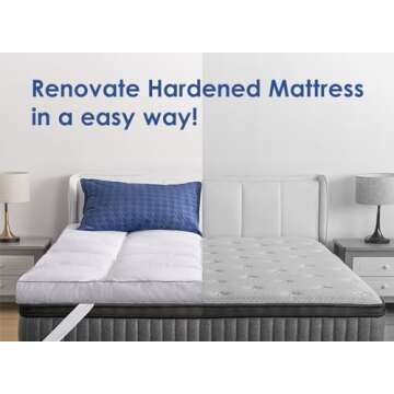 Marine Moon Twin XL Mattress Topper, Cooling Plush Bed Topper Soft Thick Pillow Top Mattress Toppers, 3 Inch Feather Down Alternative Pad Cover for College Dorm, Back Pain Relief, XL Twin 39" x 80"