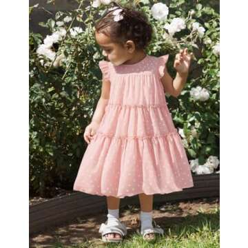 AGQT Toddler Girls Ruffle Dress Loose Fit Babydoll Dress Summer Babydoll Birthday Chiffon Dress Pink...