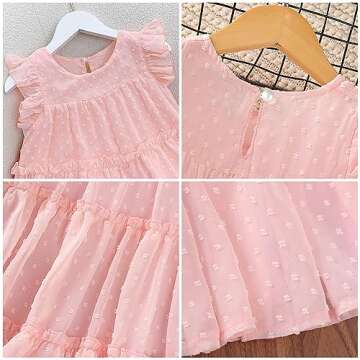 AGQT Toddler Girls Ruffle Dress Loose Fit Babydoll Dress Summer Babydoll Birthday Chiffon Dress Pink Size 3-4T