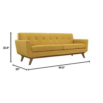 Modway Engage Mid-Century Modern Upholstered Fabric Sofa in Citrus