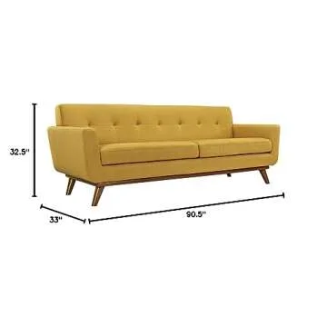 Modway Engage Mid-Century Modern Upholstered Fabric Sofa in Citrus