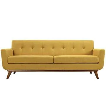 Modway Engage Mid-Century Modern Upholstered Fabric Sofa in Citrus
