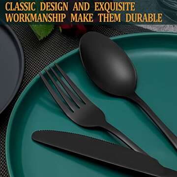 40-Piece Matte Black Silverware Set for Elegant Dining