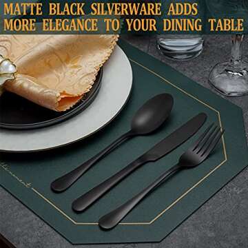 40-Piece Matte Black Silverware Set for Elegant Dining