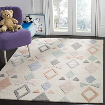 Safavieh Kids Collection Area Rug - 5' x 7', Handmade Geometric Wool Rug for Living Room, Bedroom, N...