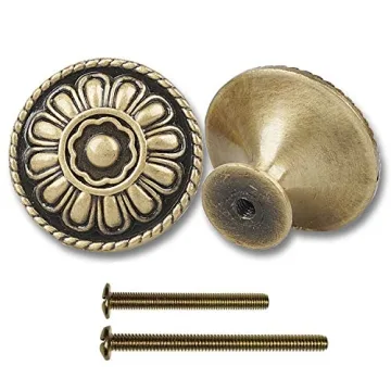 9-Pack Antique Brass Kitchen Cabinet Knobs - Vintage Round Handles
