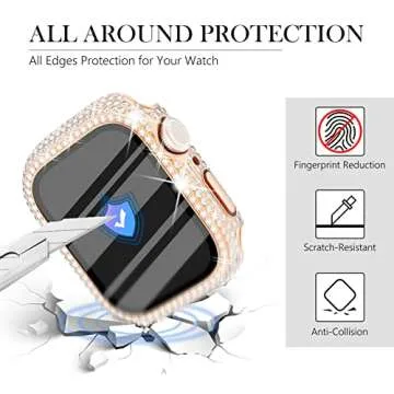 Wingle 6 Pack for Apple Watch Case 44mm Series SE 6 5 4 with Screen Protector, Over 200 Bling Crystal Diamond Apple Watch Face Cover Bumper with Tempered Glass Protector for Women iWatch 6 5 4 44 mm