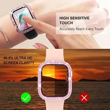 Wingle 6 Pack for Apple Watch Case 44mm Series SE 6 5 4 with Screen Protector, Over 200 Bling Crystal Diamond Apple Watch Face Cover Bumper with Tempered Glass Protector for Women iWatch 6 5 4 44 mm