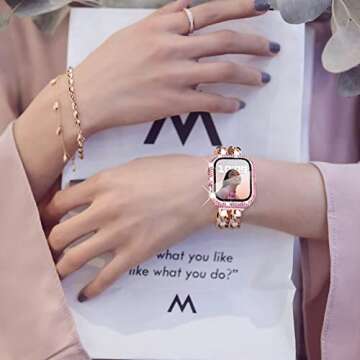 Wingle 6 Pack for Apple Watch Case 44mm Series SE 6 5 4 with Screen Protector, Over 200 Bling Crystal Diamond Apple Watch Face Cover Bumper with Tempered Glass Protector for Women iWatch 6 5 4 44 mm