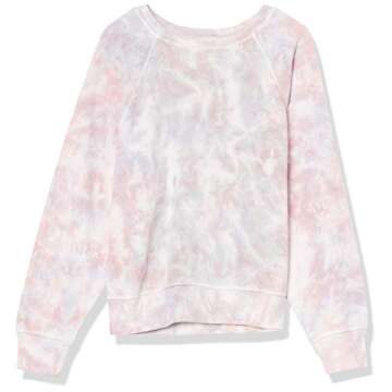 The Drop Women's Caroline Raglan Long-Sleeve Fleece Sweatshirt, Prism Tie Dye, S