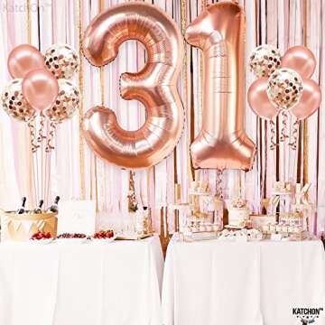 KatchOn Rose Gold 31 Balloons - 40 Inch Birthday Decor