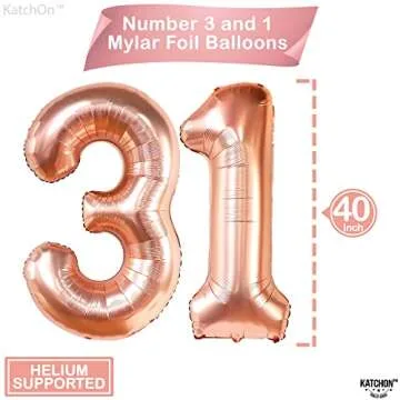 KatchOn Rose Gold 31 Balloons - 40 Inch Birthday Decor