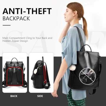 CHERUTY Women Backpack Purse PU Leather Anti-theft Casual Shoulder Bag Fashion Ladies Satchel Bags(B...