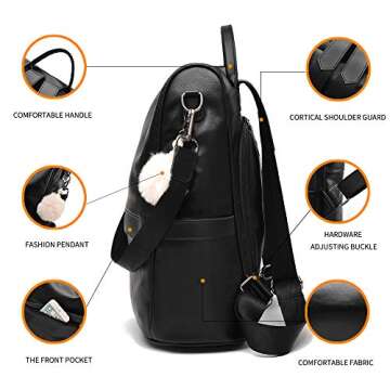 Stylish Anti-theft PU Leather Backpack Purse