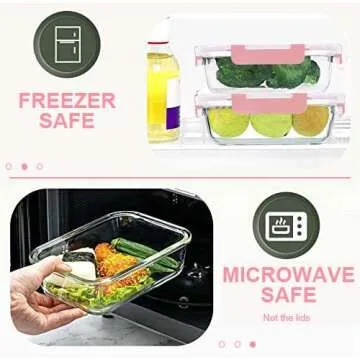 KOMUEE 30 Pieces Glass Food Storage Containers Set, Glass Meal Prep Containers Set with Snap Locking Lids, Airtight Glass lunch Containers, Microwave, Oven, Freezer & Dishwasher,Pink