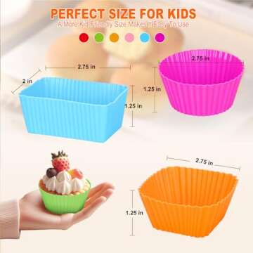 SEANSDA 70 Pcs Silicone Lunch Box Dividers Set, Thicked Silicone Cupcake Liners for Baking, Reusable Lunch Bento Box Accessories with Animal Food Picks for Kids (20 Cupcake Cup + 50 Picks)