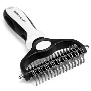 Maxpower Planet Pet Grooming Brush - Double-Sided Undercoat Rake for Dogs and Cats, Extra Wide, Redu...