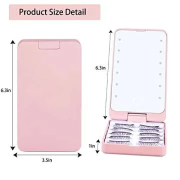 LED Eyelash Holder Case with Makeup Mirror,AREMOD Rechargeable False Eyelash Container Organizer Empty with Light Travel Eyelashes Storage Box for Makeup (Pink)