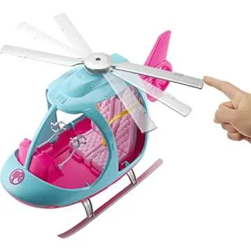Barbie Helicopter with Spinning Rotors, Pink and Blue 2-Seater Design with Seatbelts and Pilot "Controls"
