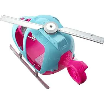 Barbie Helicopter with Spinning Rotors, Pink and Blue 2-Seater Design with Seatbelts and Pilot "Controls"