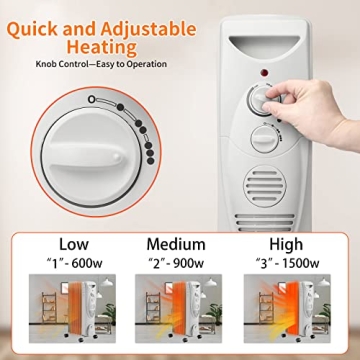 ZAFRO 1500W Portable Oil Filled Radiator Heater