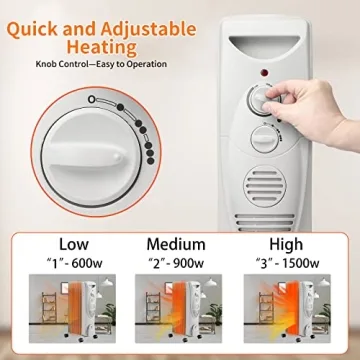 ZAFRO 1500W Portable Oil Filled Radiator Heater