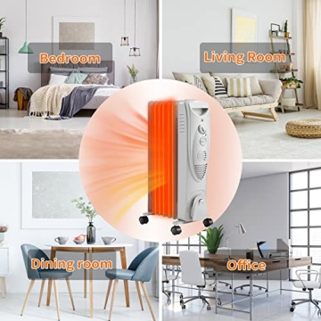 ZAFRO 1500W Portable Oil Filled Radiator Heater