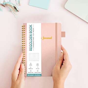 Reading Journals for Book Lovers, Book Journal Reading Log for Readers to Review and Track Your Reading, Book Club Journal and Planner, 80 Books (8.5x5.5"), Rose Gold