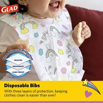 Glad for Kids Unicorn Bibs – Disposable, Leakproof, Mess-Free