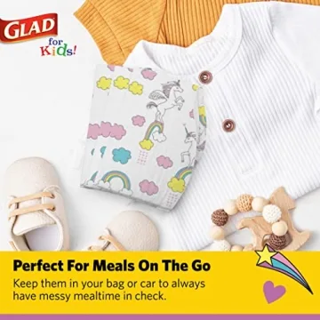 Glad for Kids Unicorn Bibs – Disposable, Leakproof, Mess-Free