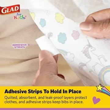 Glad for Kids Unicorn Bibs – Disposable, Leakproof, Mess-Free