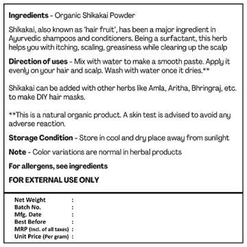 Just Jaivik Organic Shikakai Powder for Healthy Hair Care