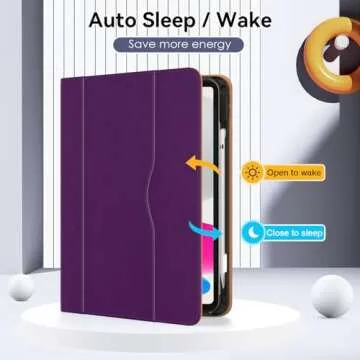 Stylish OKP iPad Case with Pencil Holder & Multi-Angle Viewing