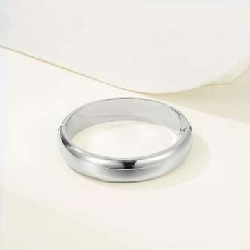 Joya Love Chunky Silver Cuff Bangle Bracelets For Women Statement Minimalist Thick Silver Hinge Open Wrist Cuff Bracelets For Women Trendy Jewelry