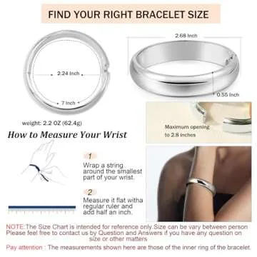 Joya Love Chunky Silver Cuff Bangle Bracelets For Women Statement Minimalist Thick Silver Hinge Open Wrist Cuff Bracelets For Women Trendy Jewelry