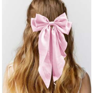 Trnerm Hair Bows for Women - 3PCS Stylish Satin Clips