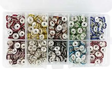 400Pcs Rhinestone Rondelle Spacer Beads for Crafts